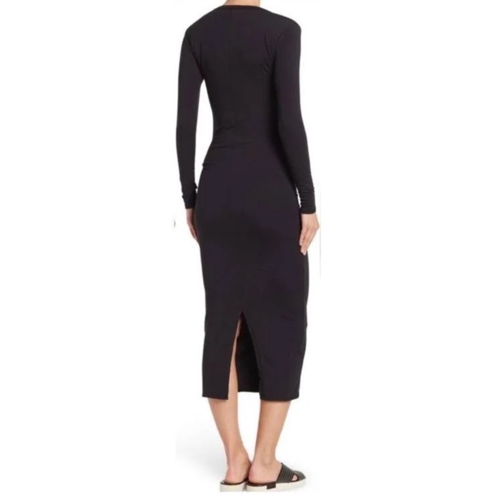 James Perse Ruched Long Sleeve Midi Dress | Minimalist Chic LBB Vibe Size 3 (L) - Picture 4 of 11